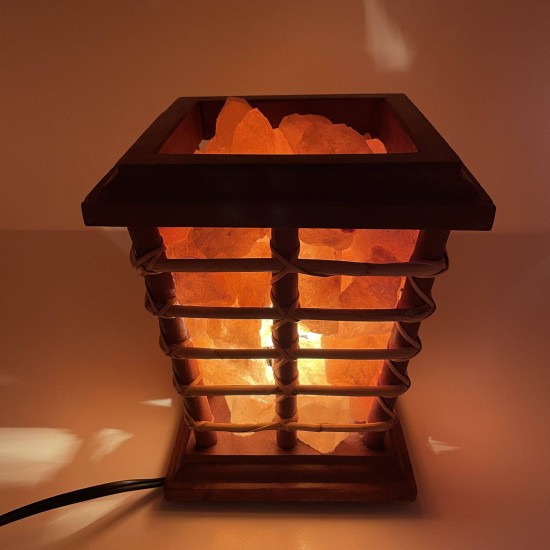 Wooden Basket Lamp