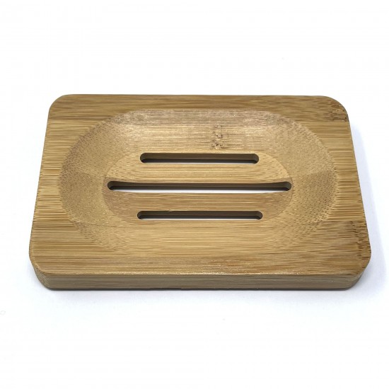 Natural Bamboo Wood Soap Dish With Non-Slip Mats